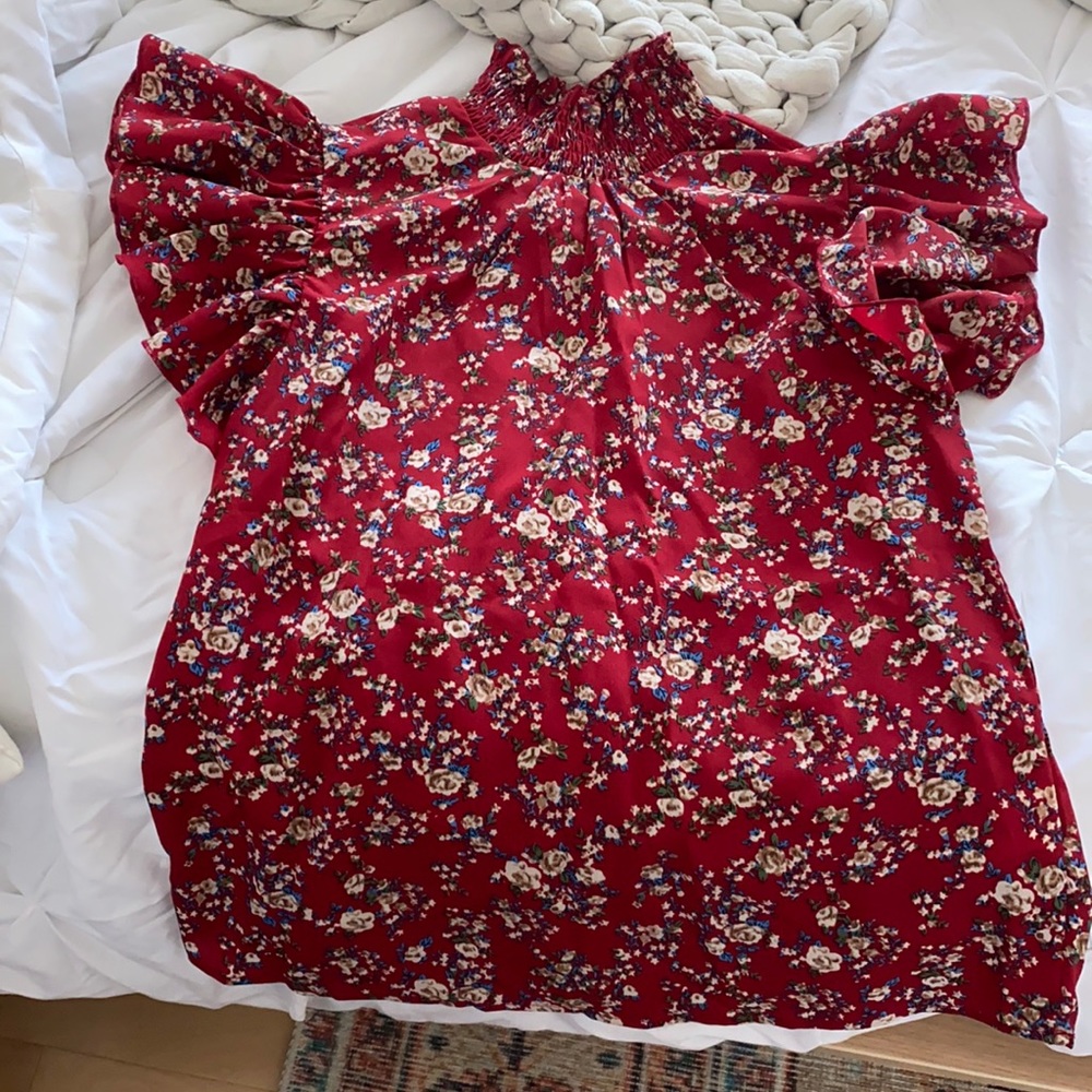 Red floral she-in blouse